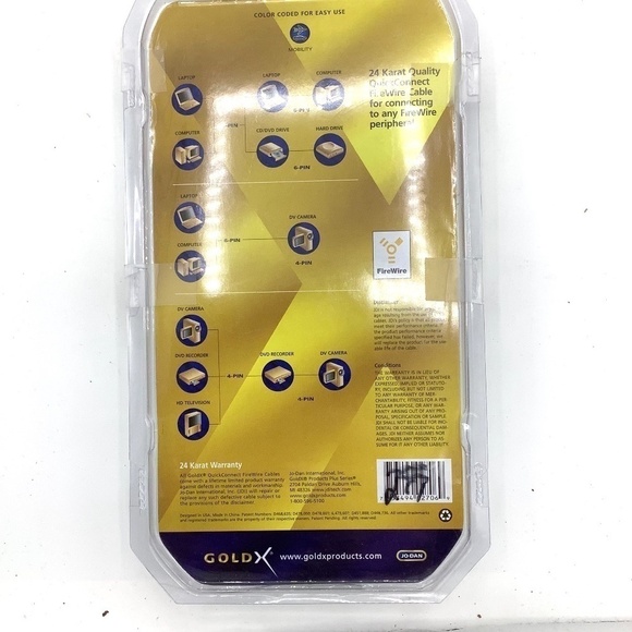 NEW Gold X Quick Connect FireWire 3 in 1 Premium Gold Cable 6 feet‎ PC/MAC - Picture 6 of 7